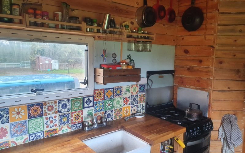 Sturdy oak worktop and Belfast sink Sturdy oak worktop and Belfast sink