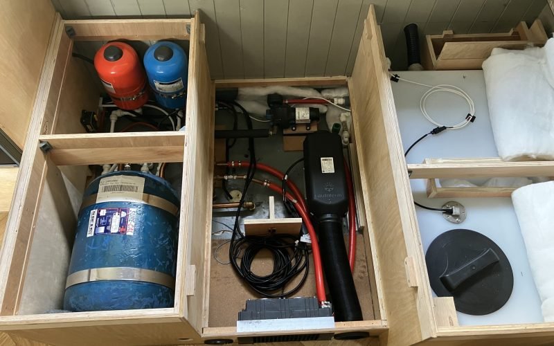 off-grid water system, including water tank, calorifier, filters