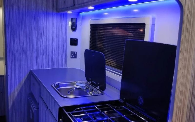 Kitchen with blue light